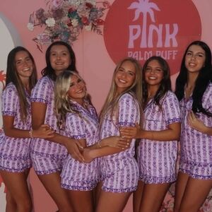 Pink Palm Puff Pajamas--(Twighlight) Purple